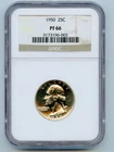 1950 Proof Washington Silver Quarter 25c NGC PF66