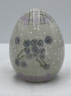 Vintage Hand Painted Ceramic Egg Hollow Decorative Wild Flowers Spring Easter