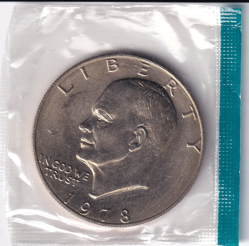 1978 P & D Eisenhower Dollar Two $1 Coins from US Mint Set BU Cello 2Coin #1962