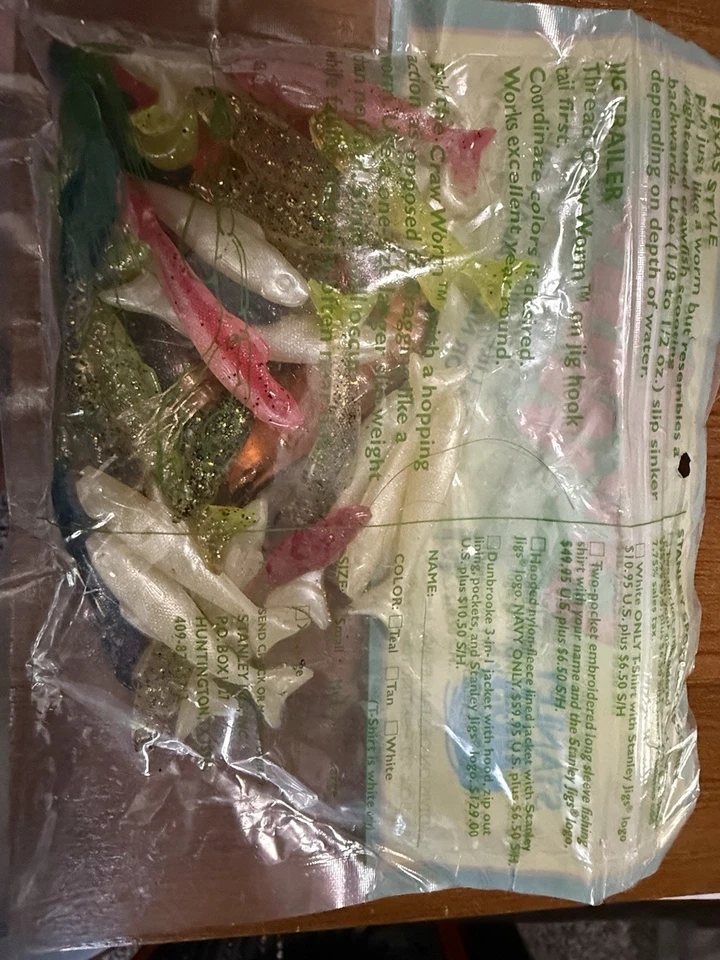 复古 Stanley Jigs Hale’s Craw 蠕虫软诱饵包原装袋 Huntington TX — 第 4/4 张图片