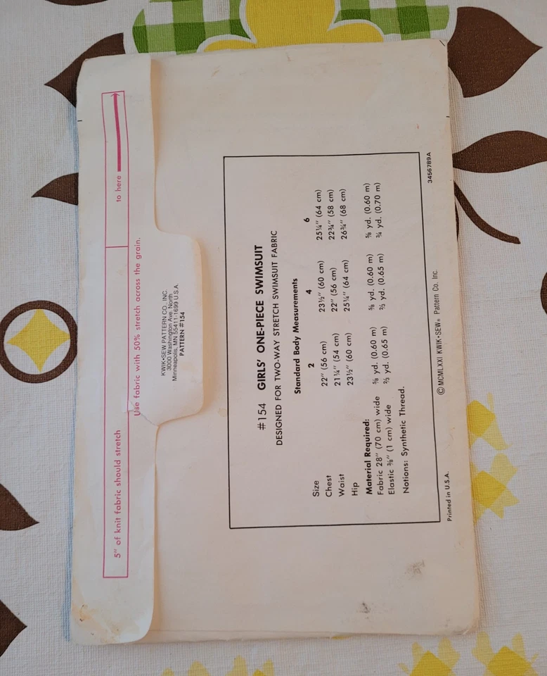 Vintage Sewing Pattern Kwik Sew Girls Swimsuit Kids Sizes 2-4-6 UNOPENED NEW - Image 2 of 4