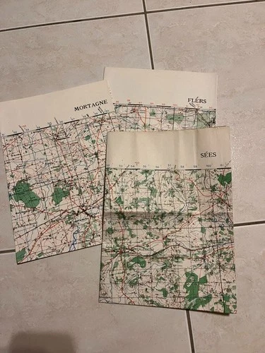 Set of 3 original WW2 normandy military maps falaise dday vintage maps