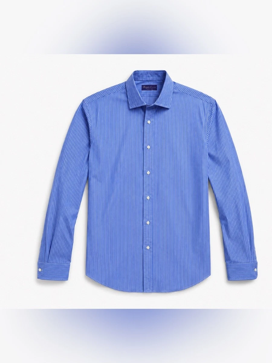 Ralph Lauren Purple Label Blue Long Sleeve Dress Shirts for Men