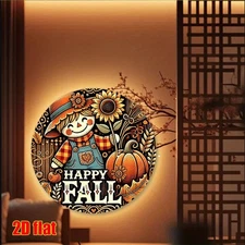2D Wall Art, Happy Fall Scarecrow - Aluminum Foil Art Round Aluminum Metal Wall