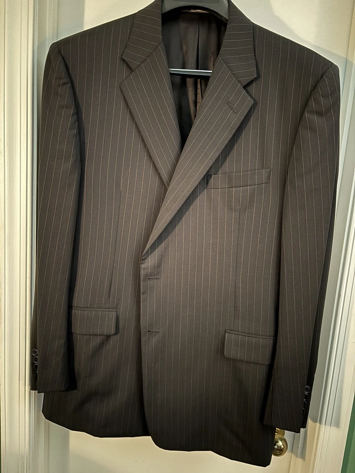 Hickey-Freeman 48R NAVY PINSTRIPE 2pc 2btn YrRnd Suit 39Wx29.75L Made in USA EUC - Image 2 of 4