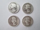 Lot of 4 US Washington Quarters 90% Silver Lot 1940's - Lot Of 4 Coins