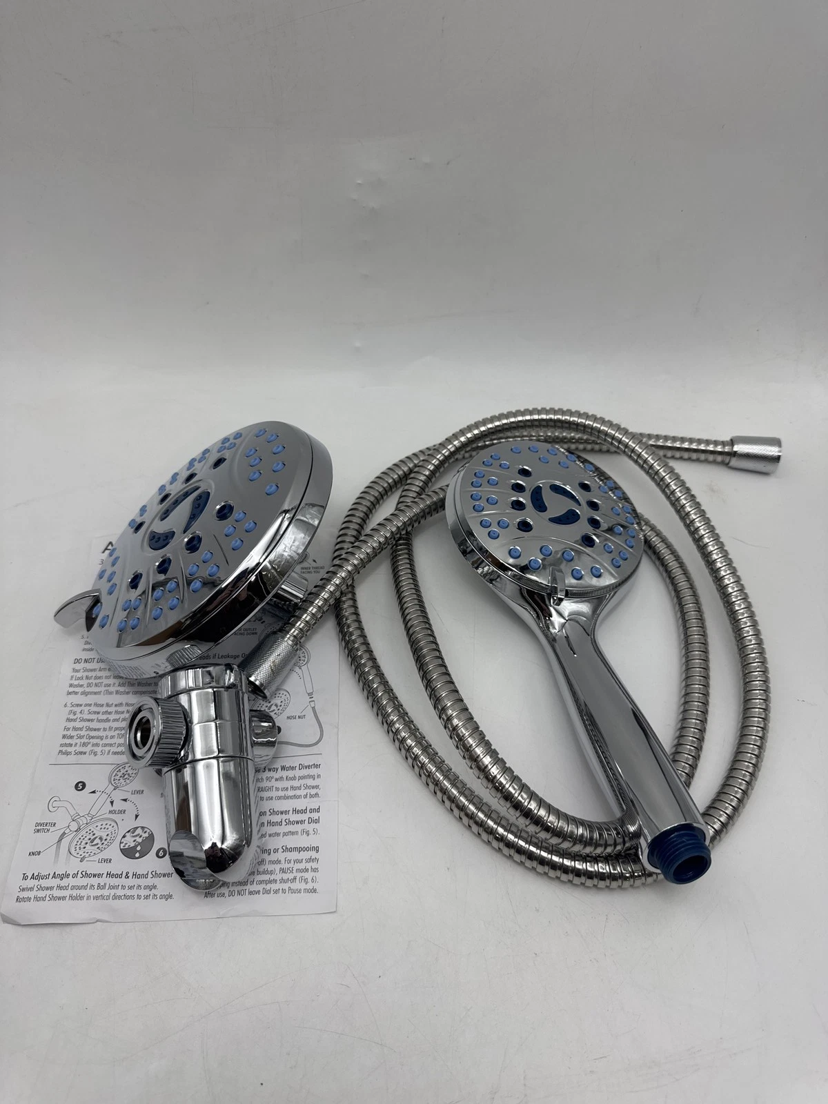 AquaCare 5537 High Pressure 50-mode Rain 3-way Shower Head Combo - Chrome Finish