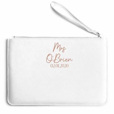 THE CLOTHING SHED Individuelle Damen-Clutch Frau & Hochzeit Datum personalisierte Geschenke für Braut Geburt