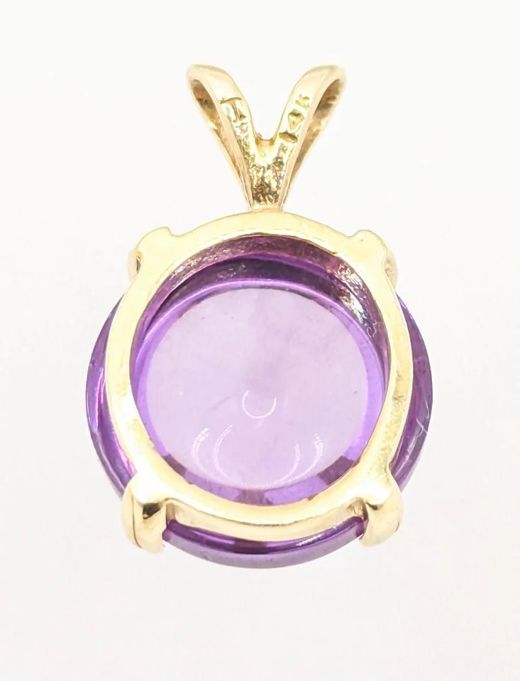 14K Solid Yellow Gold 2.7g Simple Large Stone Everyday Minimalist Pendant - Image 4 of 4
