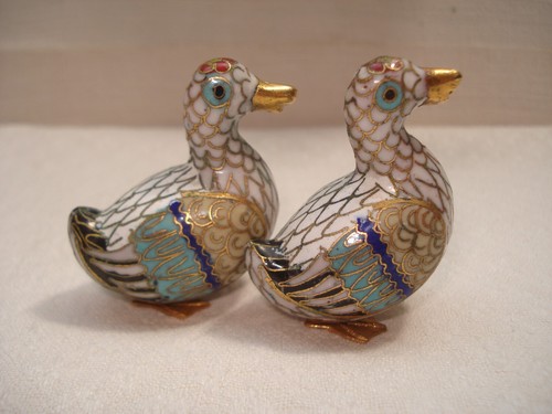 2 Canards Émail Cloisonné Chinois - Foto 8 di 10