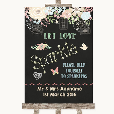 Shabby Chic Kreide Let Love Sparkle Sparkler Versand personalisiert Hochzeitsschild