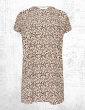 Ex Women’s Plus Size Curve Ditsy Print Shift Dress in Brown (A Bit Defect)