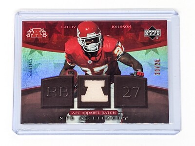 2007 Artifacts AFC/NFC Apparel Patch Red Larry Johnson /25 Kansas City Chiefs