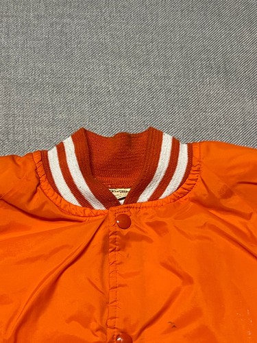 Vintage Chalk Line Bomber Jacket Mens Small Orange Satin Snap Made In USA Blank - Picture 6 of 13