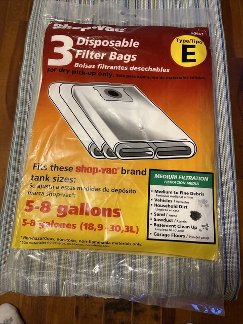 Shop-Vac 4-8 Gal Type E Bags Pack of 3 