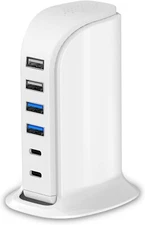 Upoy USB Charger Station 45W Fast Charging Hub with Dual Type C Ports