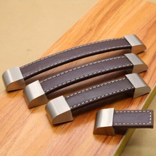 2Pcs Luxury Leather Handle Cupboard Door Cabinet Pull Wardrobe Suitcase Knob