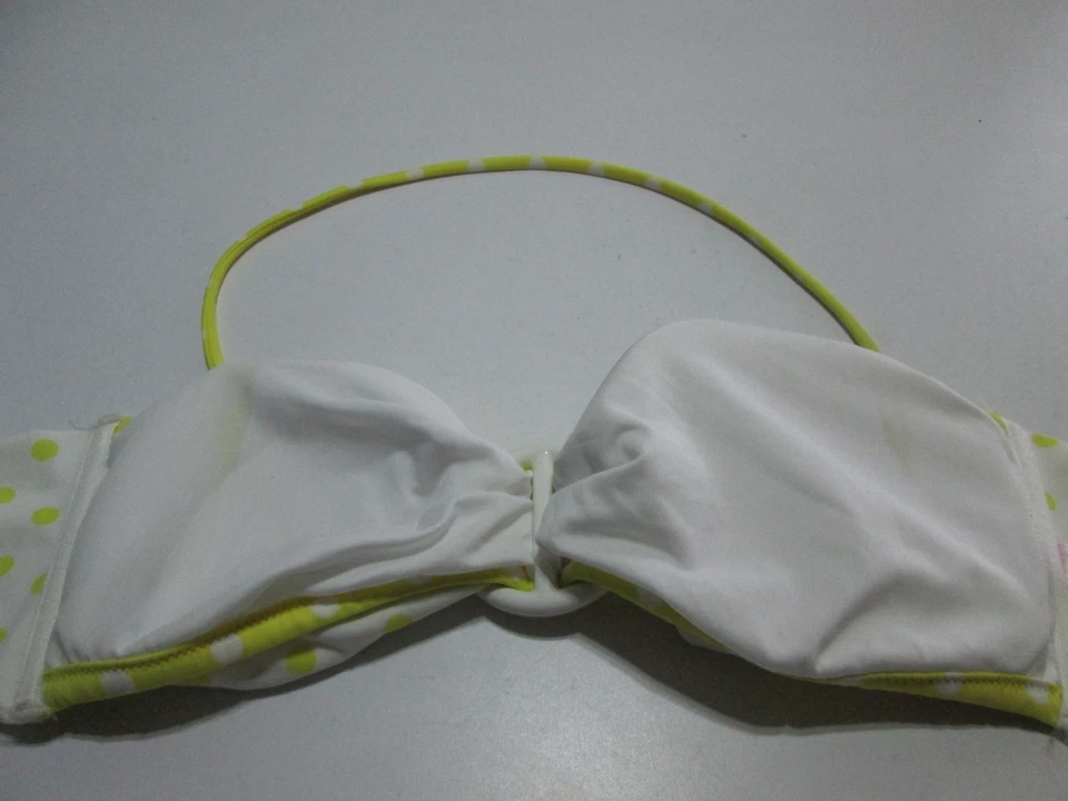Top de bikini Victoria Secret para mujer talla M blanco/amarillo forrado a lunares halter Foto 2 de 4