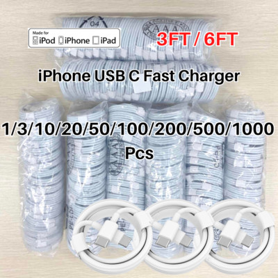 20W PD USB C Type C Fast Charger Cable Lot For iPhone 14 13 12 11 XR XS Max X 8