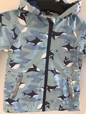 lupilu regenjacke 98/104 meer fisch hai wal fleecefutter  print