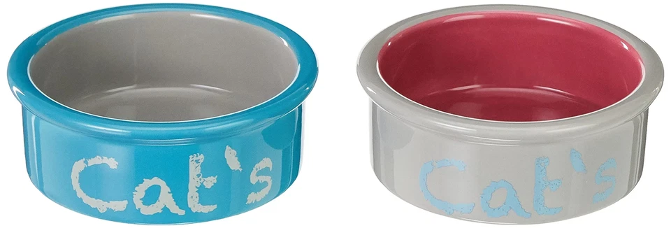 Eat on Feet Set Écuelles Céramique pour Chien Bleu Clair/Orange/Mauve 2 x 03 ... - Photo 2/3