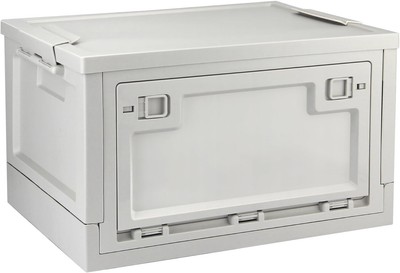 Foldable Storage Bin Plastic Organizer Container Outdoor Camping 30L Box, Grey