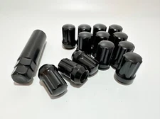 20 Black Spline Lug Nuts 1/2-20 Bulge Acorn Lugs Closed End For 5x4.5 5x5 5x5.5