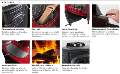 Vermont Castings Intrepid Flexburn Wood Stove - Bordeaux Enamel | eBay