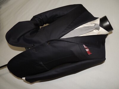 Bespoke David Chu Men's solid Blue slim fit jacket coat size 38 R