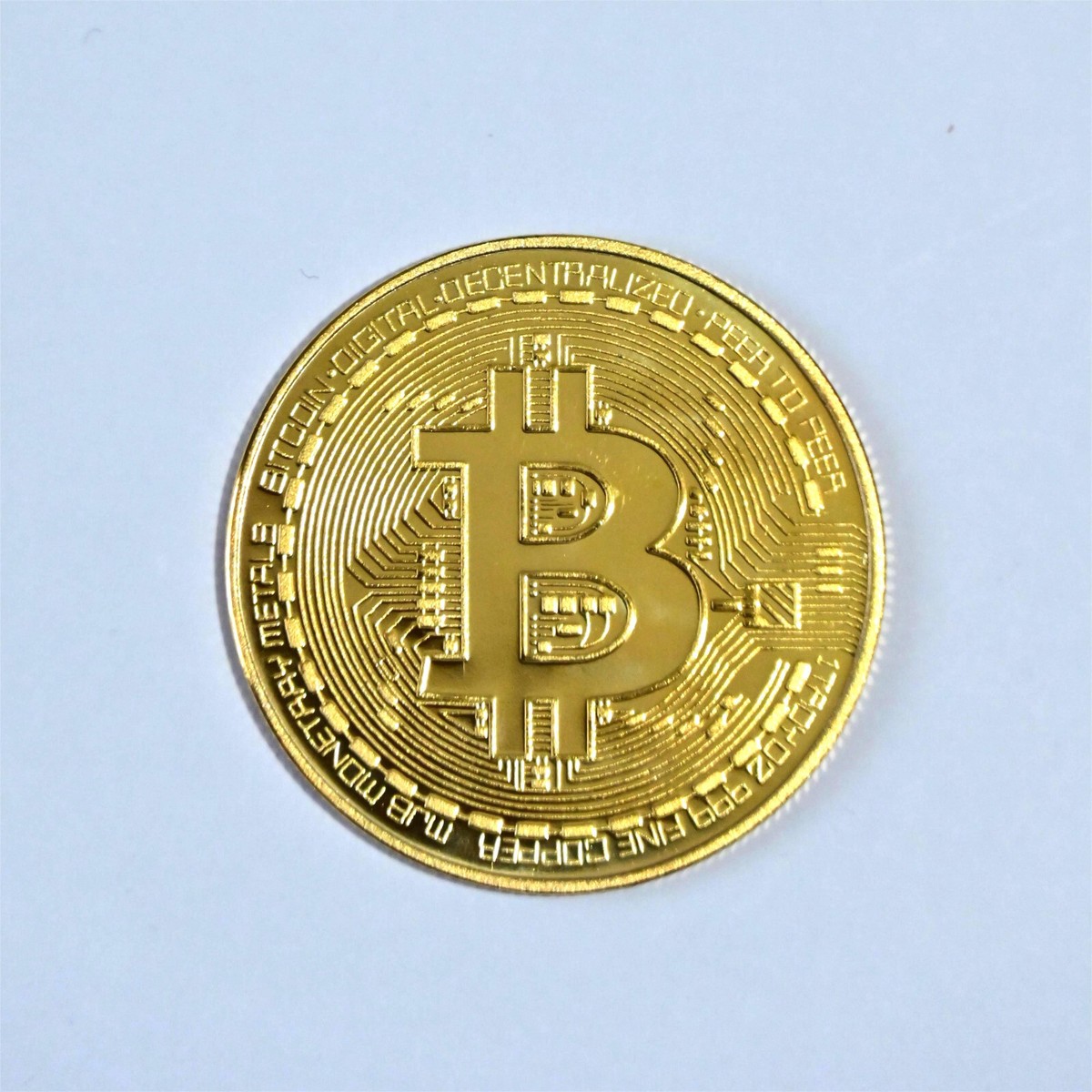 Physical Gold-Plated Bitcoin Collectible Coin, 40mm Souvenir BTC