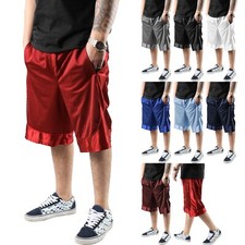 Mens HEAVY MESH SHORTS Basketball Pants Gym Premium Pockets Basic Jersey Fitness