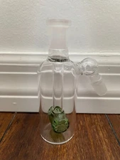 14mm Glass Water Pipe Ash Catcher Bowl Hammerhead Perc Green 45degree