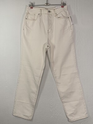 NWT PacSun Dad Jeans Size 28 Button Fly Ivory W/Brown Stitching MSRP 