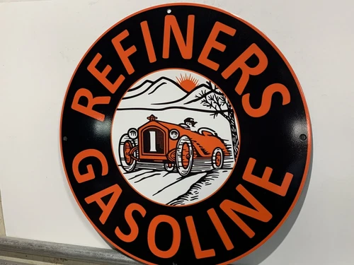 Vintage Style refiners gasoline Gas black Steel Metal  Sign