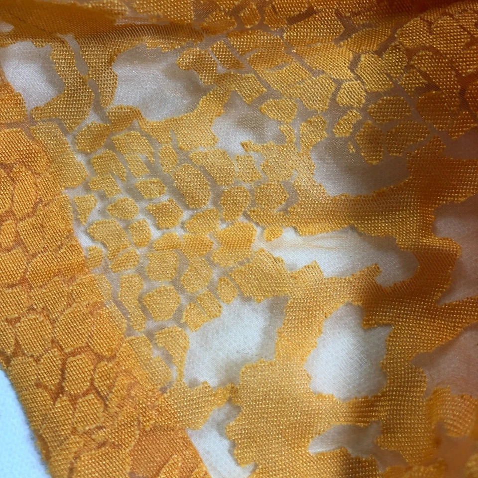 Camisa Mirasol Abotonada Mujer Grande Naranja Estampado Animal Transparente Mangas 3/4 Delgada Foto 4 de 4