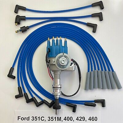 FORD 351C 429 460 SMALL BLACK FEMALE CAP HEI DISTRIBUTOR 8.5mm SPARK PLUG WIRES