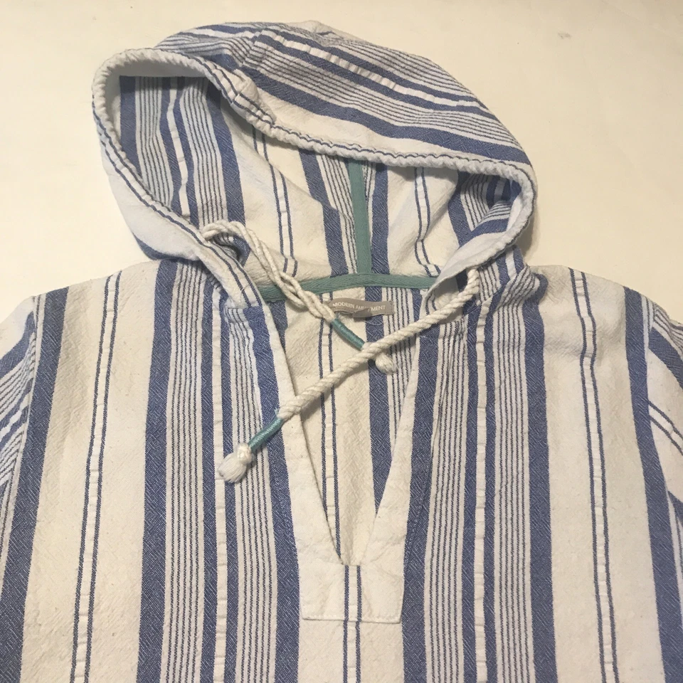 Moderno Cubre Natación Diversión Talla S Azul Blanco Rayas Mangas Largas Capucha 3780 Foto 4 de 4