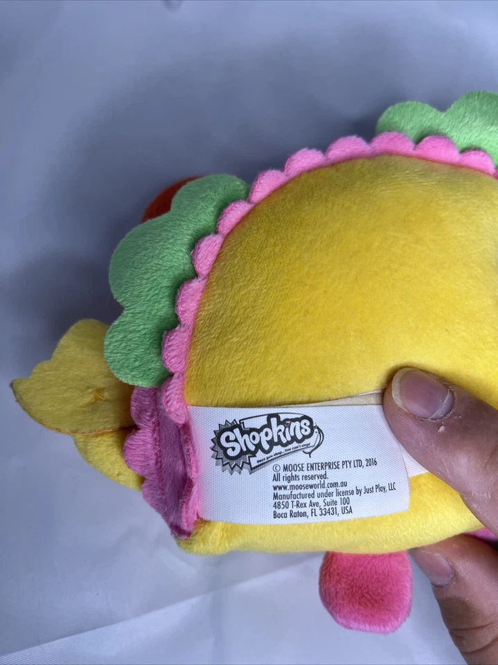 Shopkins Plush Taco Terrie Soft Stuffed Toy Just Play Mustache Tomato Lettuce - Image 3 of 4