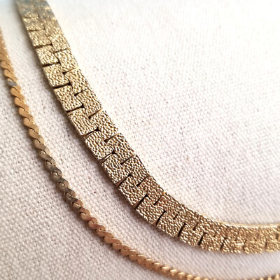 【VINTAGE HOLLYWOOD】Matte Classic Chain Necklace Vintage Necklace Gold Long 28