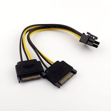 20cm Dual SATA 15 Pin Male to PCI-E 6 Pin Female Video Card Power Adapter Cable