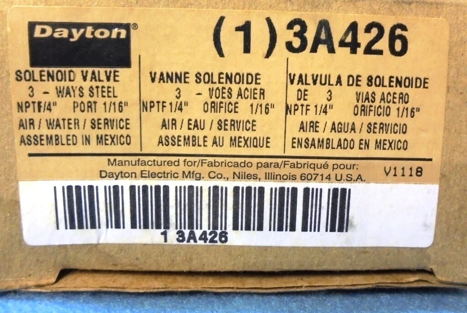 GRAINGER DAYTON SOLENOID VALVE 3A426, 1/4" PIPE SS - Image 2 of 4