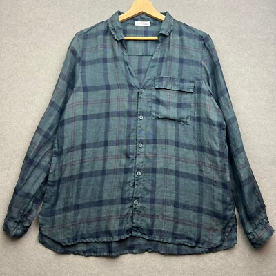 Free People x CP Shades Hemd Large 100% LEINEN Karo USA kariert Knöpfe Tartan