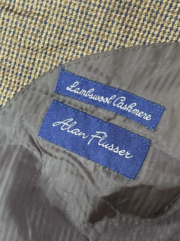 Blazer Traje Chaqueta Abrigo Deportivo Alan River 44L Marrón A Cuadros Lana de Cordero Cachemira Foto 4 de 4