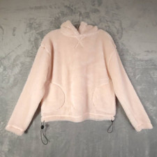 Topshop Womens Pullover Sweatshirt Pink Long Sleeve Pockets Fuzzy Soft S New