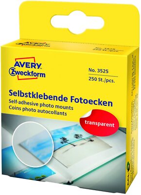 AVERY Zweckform 3525 Fotoecken selbstklebend 250 Stück (17x18mm, Foto Zubehör, A