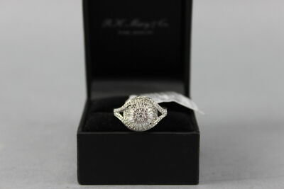 NWT $800 Macys 1/2 Diamond Cluster Starburst 925 Sterling Silver Ring  Size