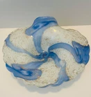 Vintage Murano Glass Organic Shell Bowl Fratelli Toso Aventurine Ruffled Edge