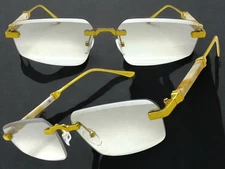 Men Classy Elegant Modern Sophisticated SUNGLASSES Rimless Gold Frame Clear Lens