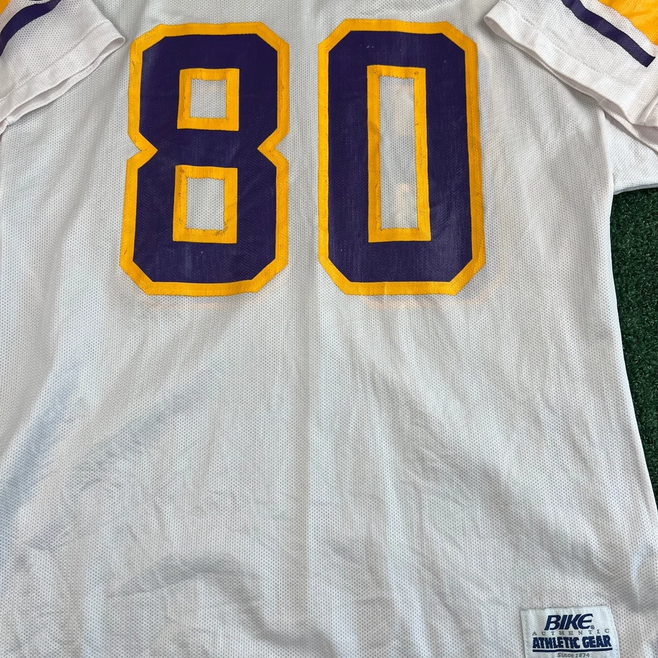 Camiseta de fútbol vintage para hombre Bike CRB mediana blanca amarilla púrpura EE. UU. años 80 Foto 2 de 4