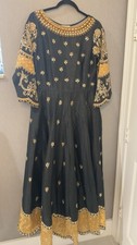 Pakistani/indian wedding dress long frock with duppata jet black color S-M